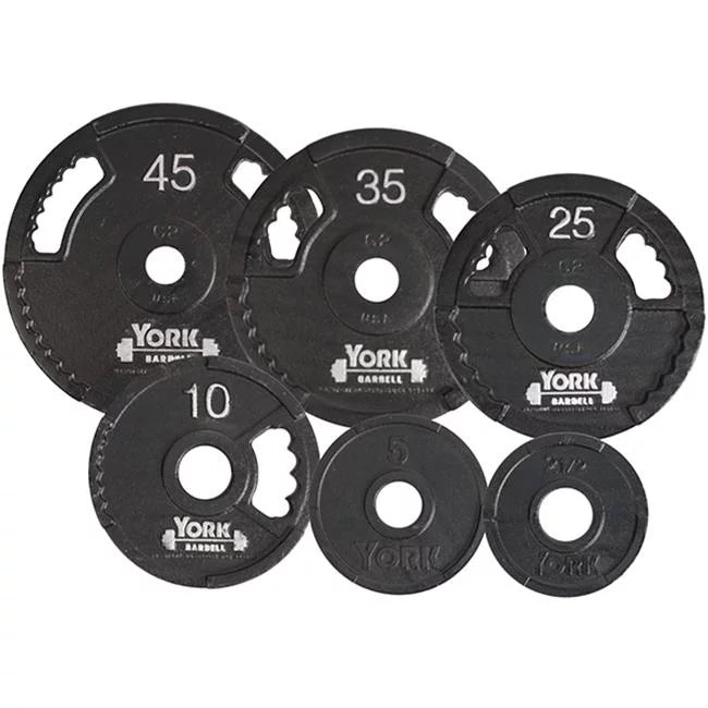 Olympic 2.5 Grip Plate, lbs Iron Thin Dual Line Barbell - Cast G2 7420 Black York
