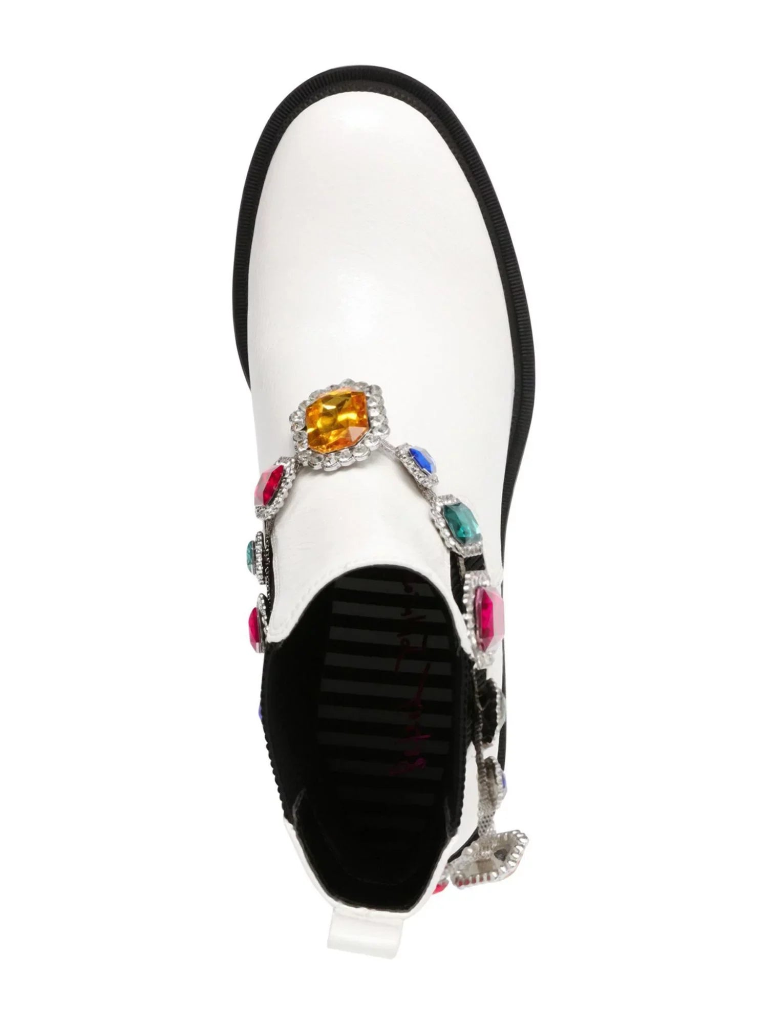 Heel Jenesis Moto White BETSEY Gem Round 1" Goring 7 Pull JOHNSON Tab M Platform Strap Block Padded Accent Toe Womens