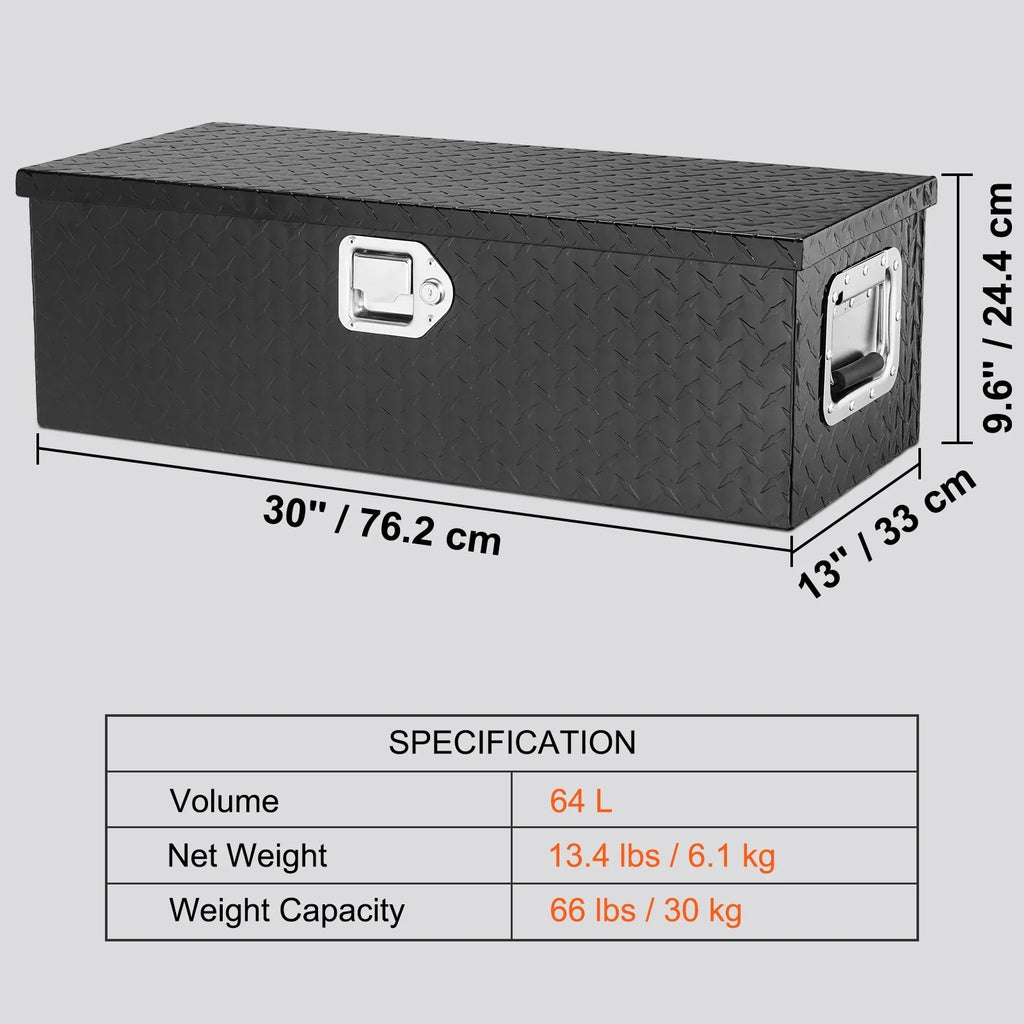 for Bed Tool Box Heavy Pickup Truck SKYSHALO Duty Aluminum 30"x13"x9.6" Bar