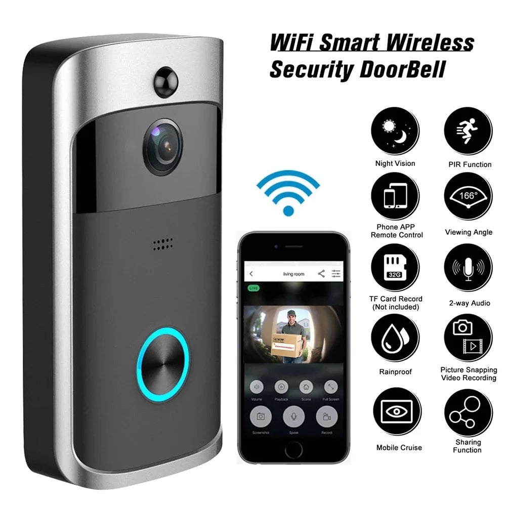 Camera Doorbell Smart Home Visual Door Doorbell Wireless Vision Video Intercom Bell Motion Camera Night Security WiFi Detection