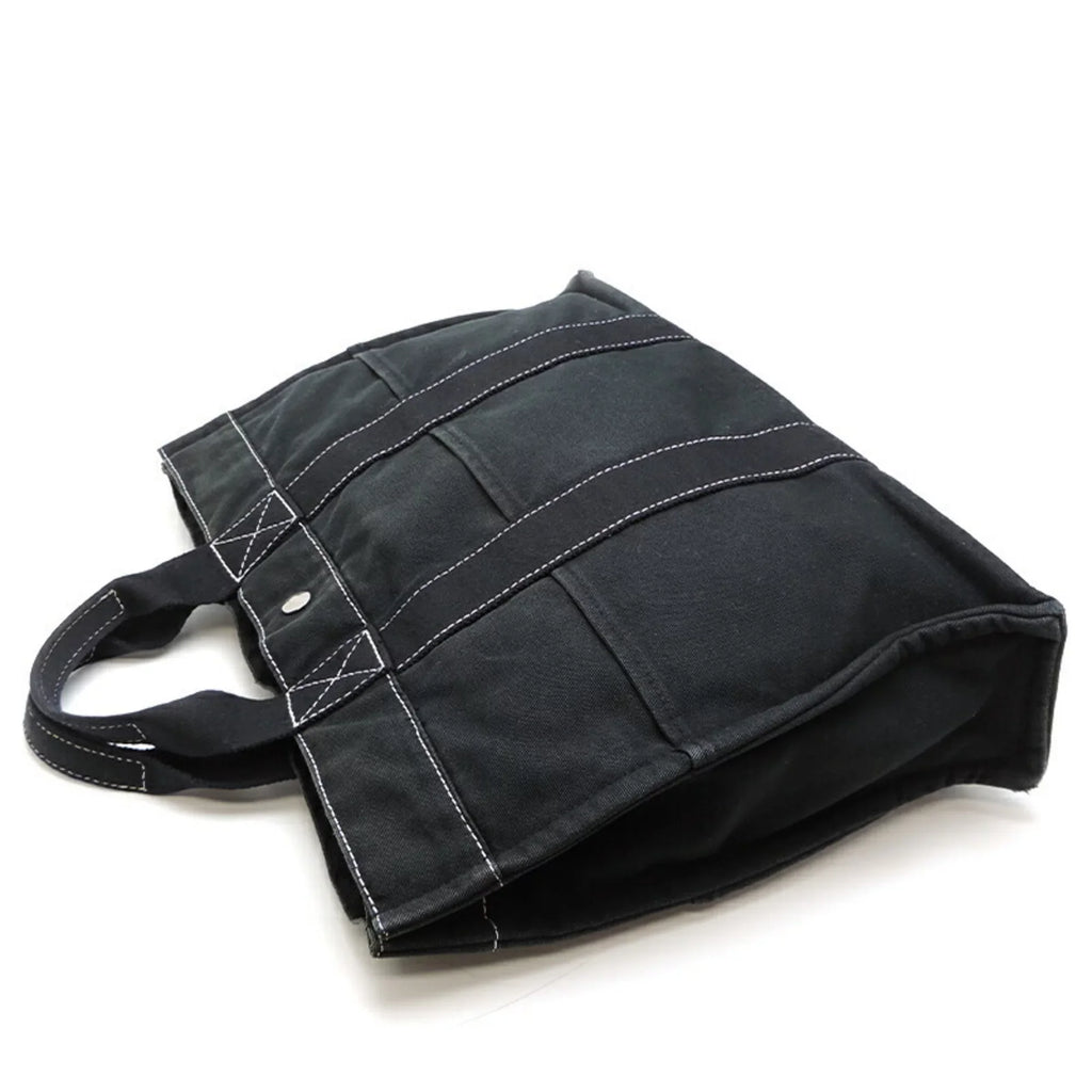 Deauville Cotton Ladies Bag Pre-Owned MM Canvas Black (Fair) Tote Hermes