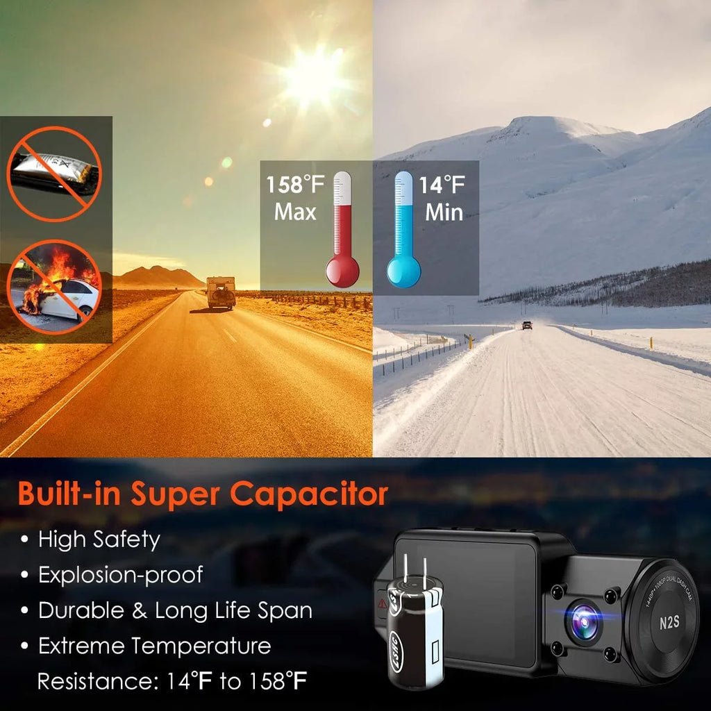 Dash w/ 4K Camera Cam Front | Vantrue Inside and N2S | GPS NV Dash Infrared