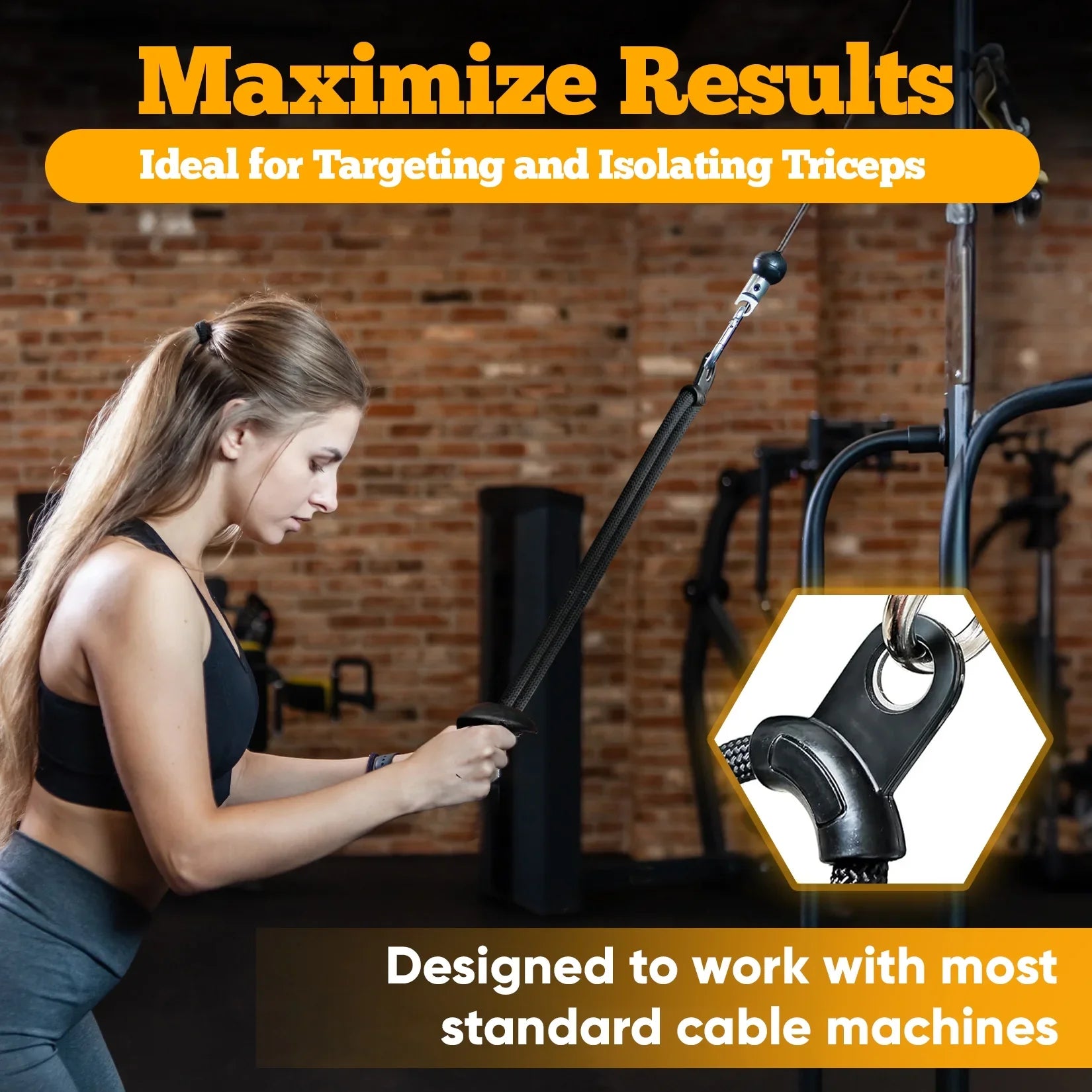 Down 48 - Cable Attachment Inch GymPin Pull Ergonomic Pull Upgraded Rope Handle Down - Grip Long Tricep Rope Machine LAT - Duty Down Heavy Tricep Pull