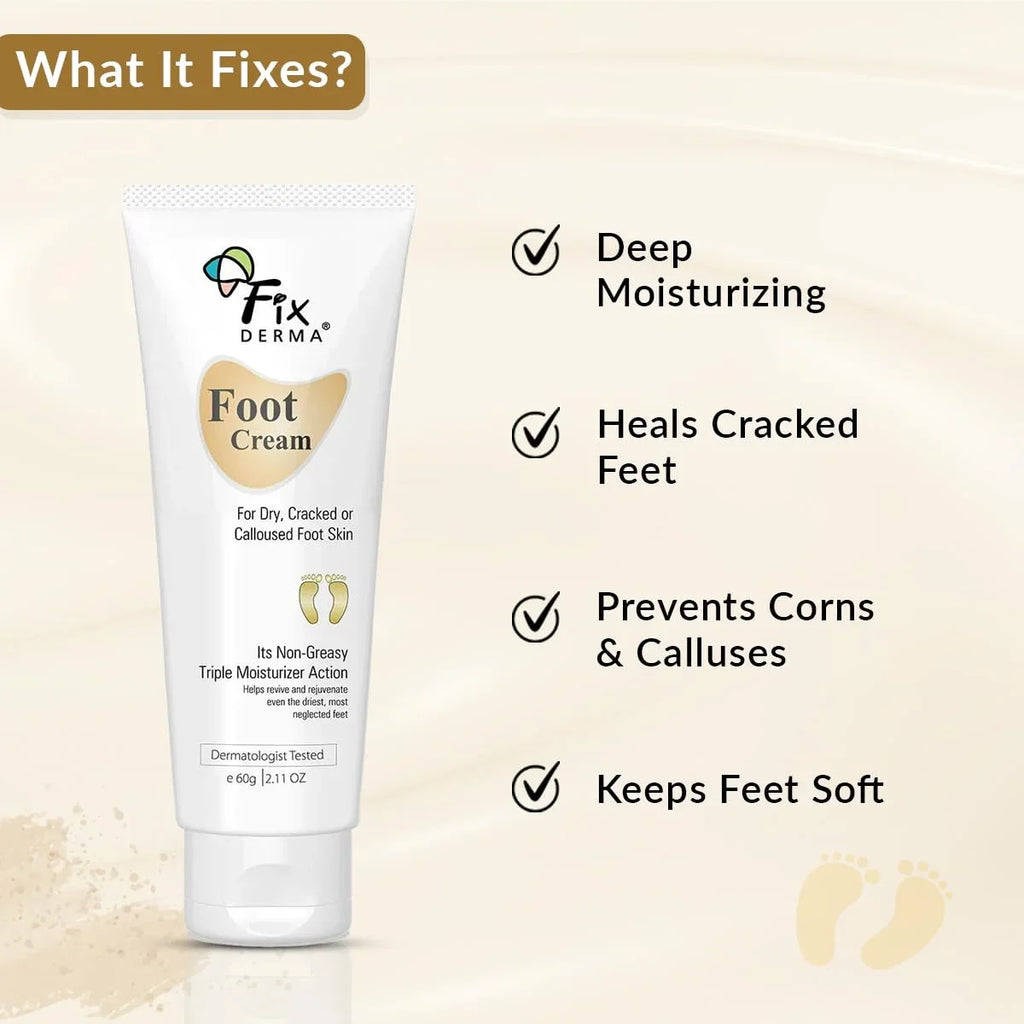Feet, Moisturizes ML & 3% Dry Glycerine, and Free, Acid, Repair Types Cracked Foot All Lactic Paraben Sulphate Skin & Cream Fixderma 60 Urea, For Soothes 15% Heel 5% Feet,