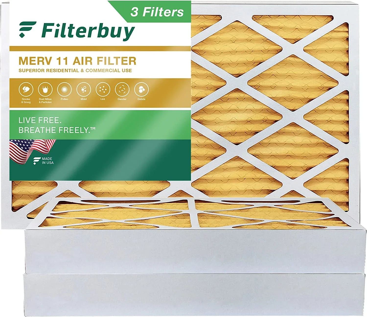 10x25x4 Filterbuy 11 HVAC Air Furnace MERV (3-Pack) AC Filters Pleated