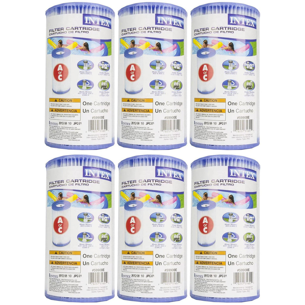(6 18' Pack) Inflatable Outdoor Set Pool Filter Cartridges with 48" x Intex