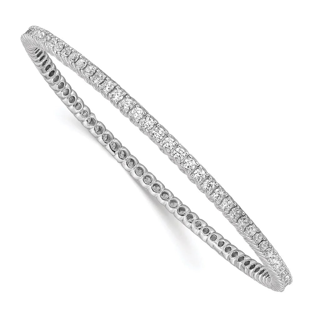 Slip-on Row 2.3mm Primal Single Bangle Sterling Rhodium-plated Cubic Zirconia Silver Silver