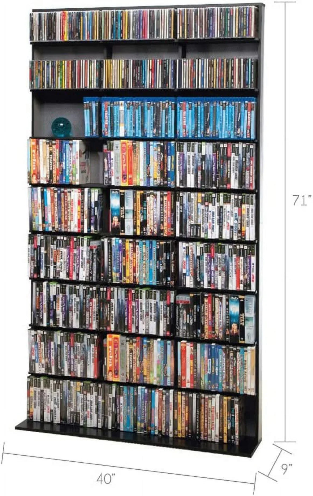 With Games Stores PN35435725 624 - Or s, 9 In Games Fixed 630 Cabinet Large Shelves, Blu-Rays, Storage PS3/PS4 s, Black 531 837 Tower, Media Wii 528