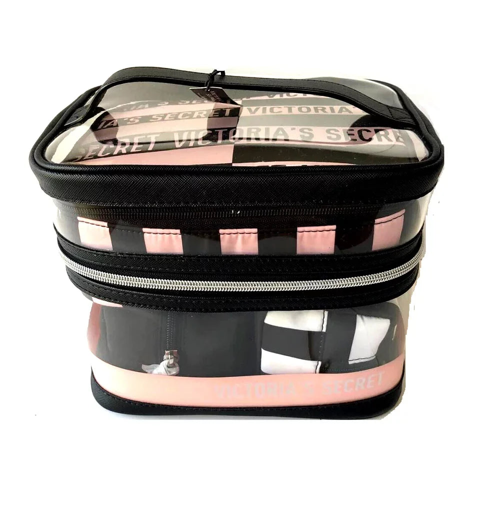 Piece 4 Travel Set Case Pink Women Tote in New & Clear Secret for Victoria's Train Cosmetic 4 1