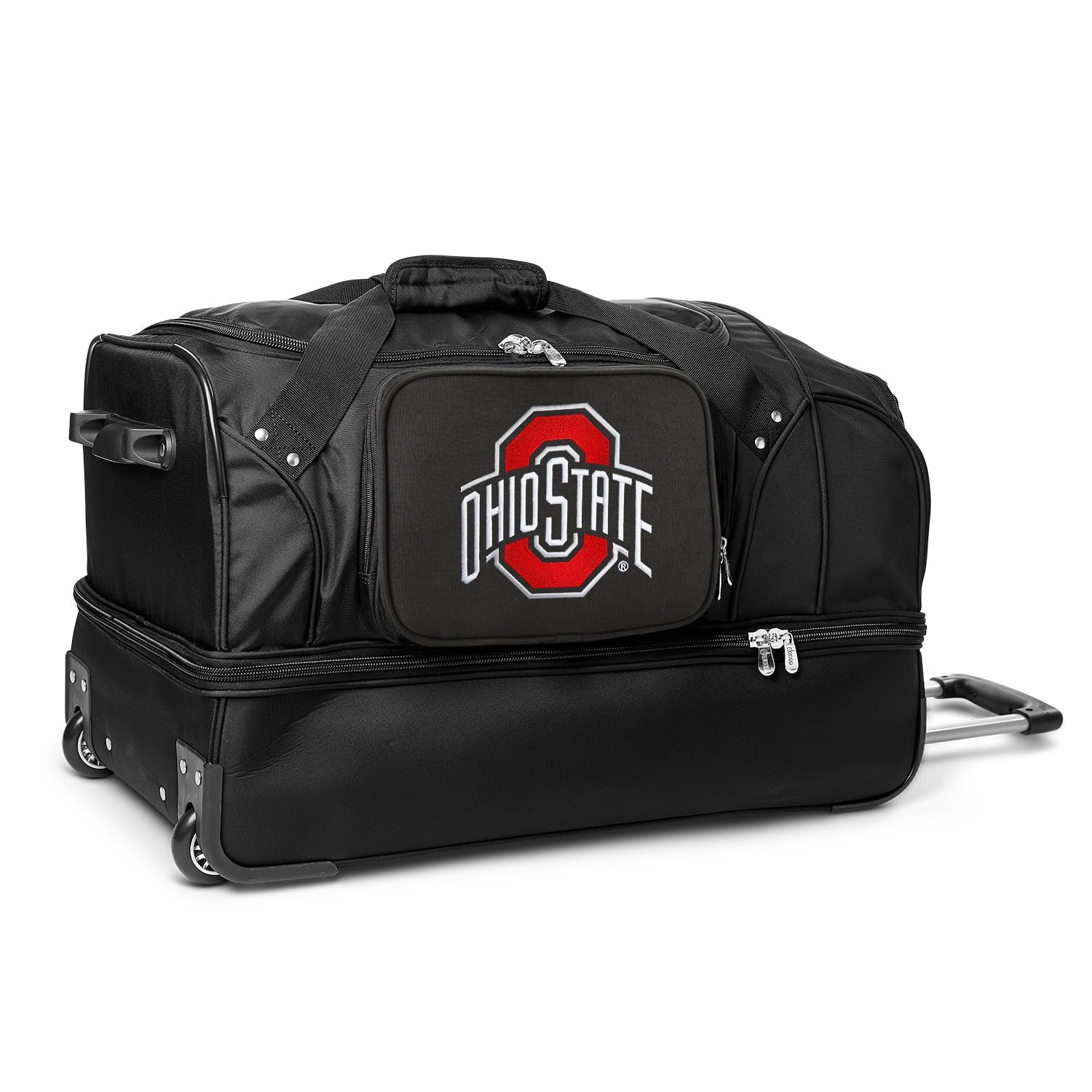 27'' 2-Wheel Rolling Duffel Bottom Buckeyes Ohio Drop Black Bag MOJO State