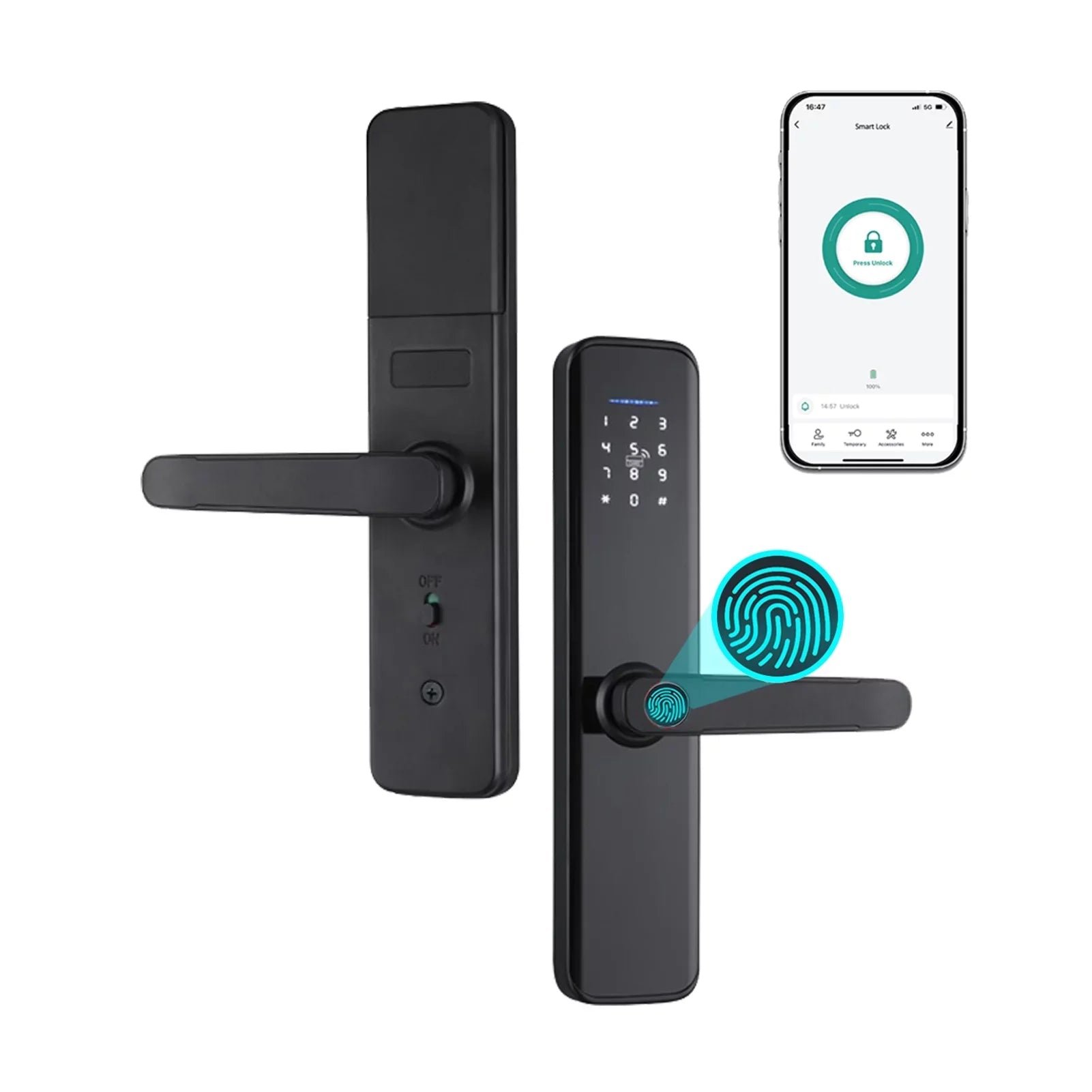 with Key with WAFU Compatible Deadbolt Handle Lock Smart Dcenta Attributes APP Lock Fingerprint Door