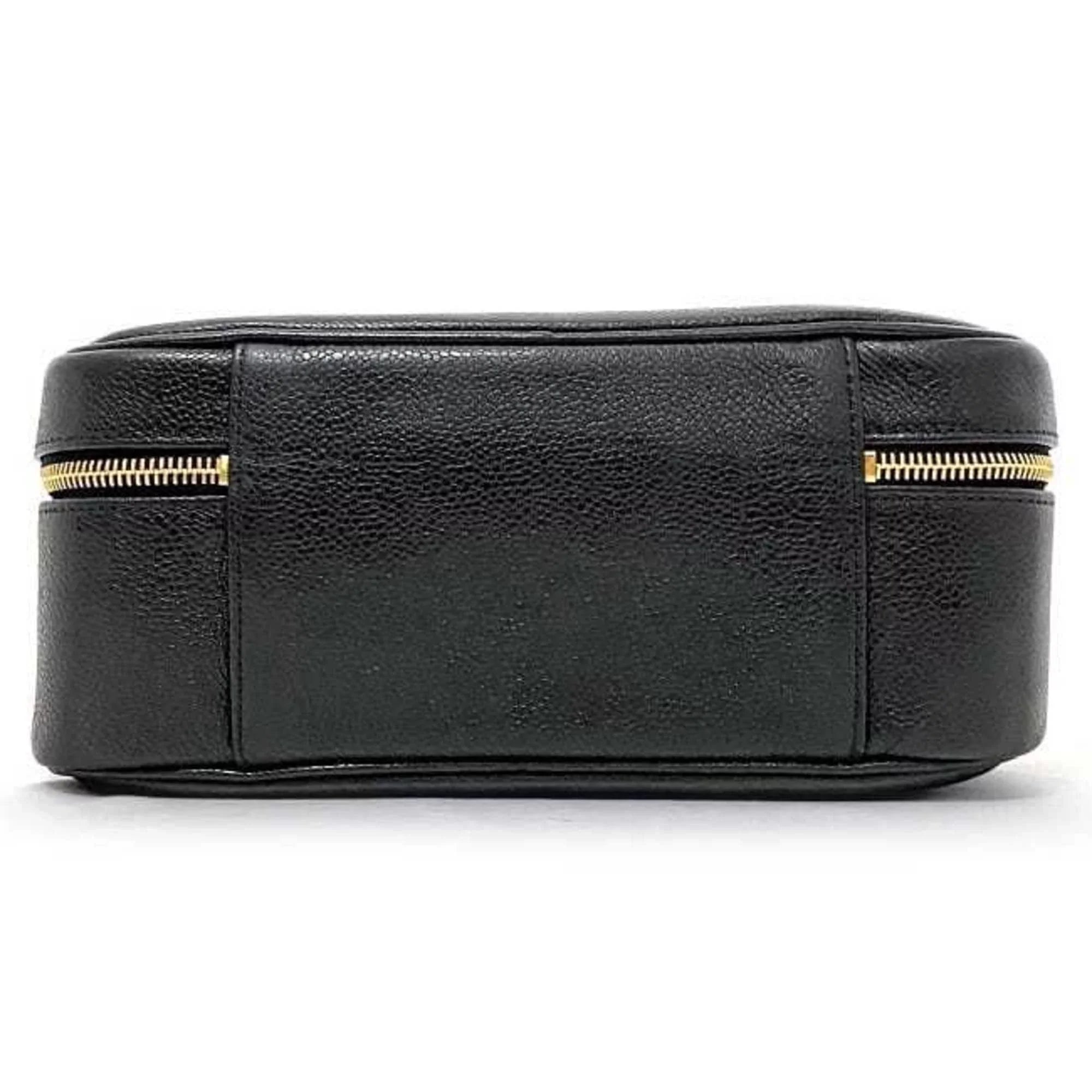 Handbag Vanity Pre-Owned Black Stitch Gold GP (Good) 4th Cocomark Bag A07061 Skin Caviar Chanel CHANEL Leather