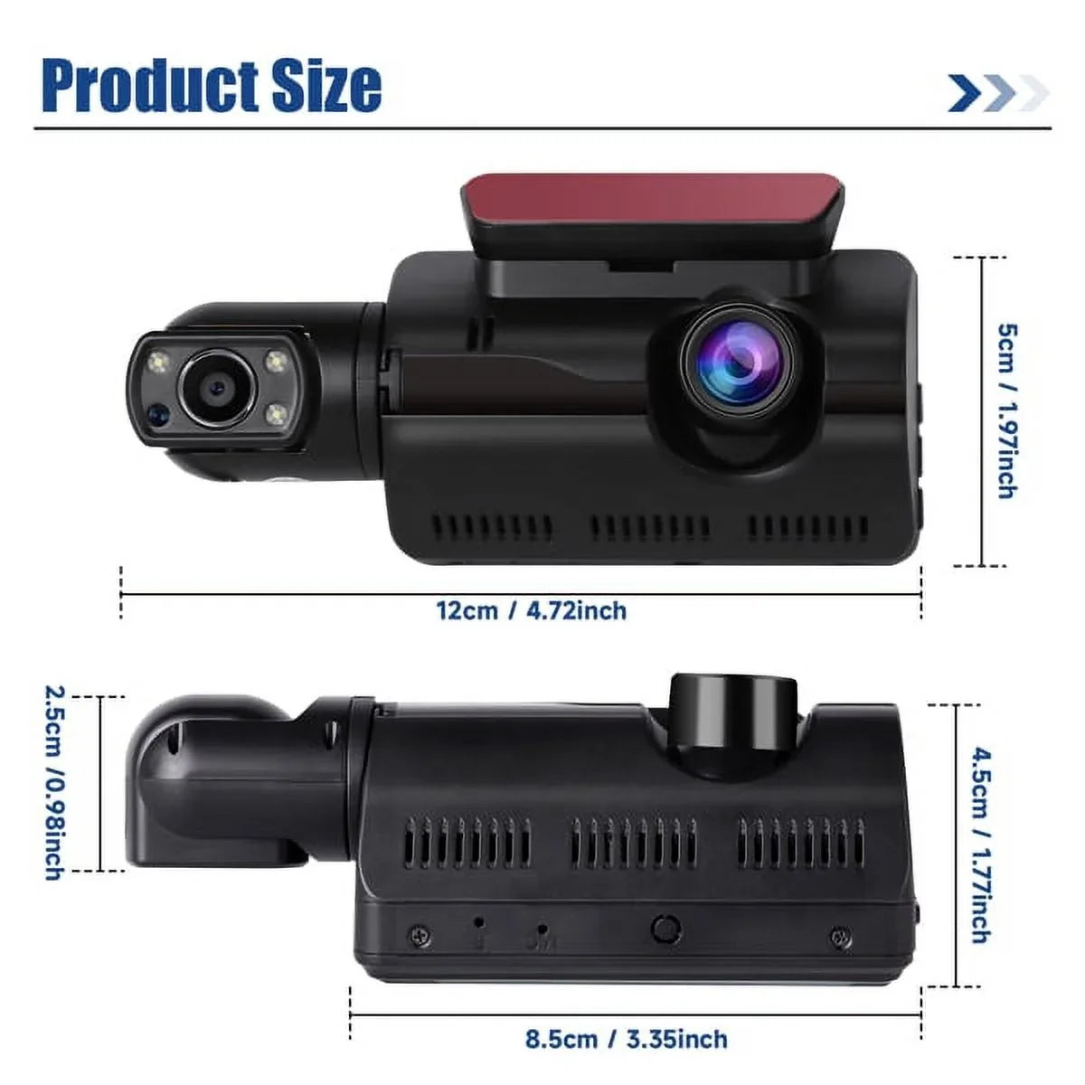 Wide & Night Front 170° Dash Camera Cam Rear, Vision G-Sensor SYTHERS 1080P Dash with and Angle