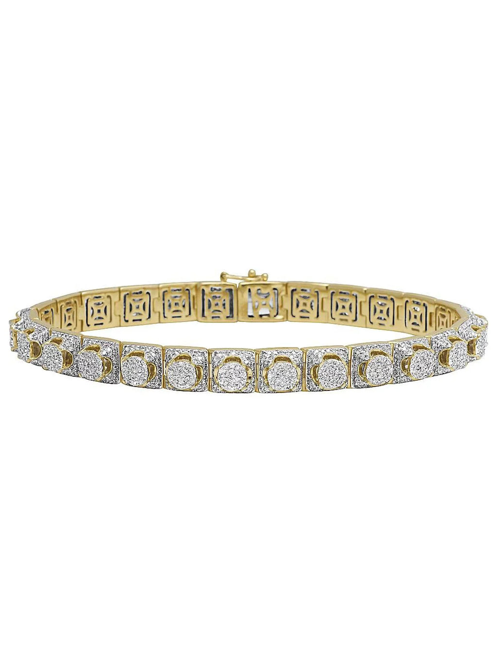 Cluster Gold Diamond 8MM Yellow 8.5" 6.6 Bracelet Men's 10K CT