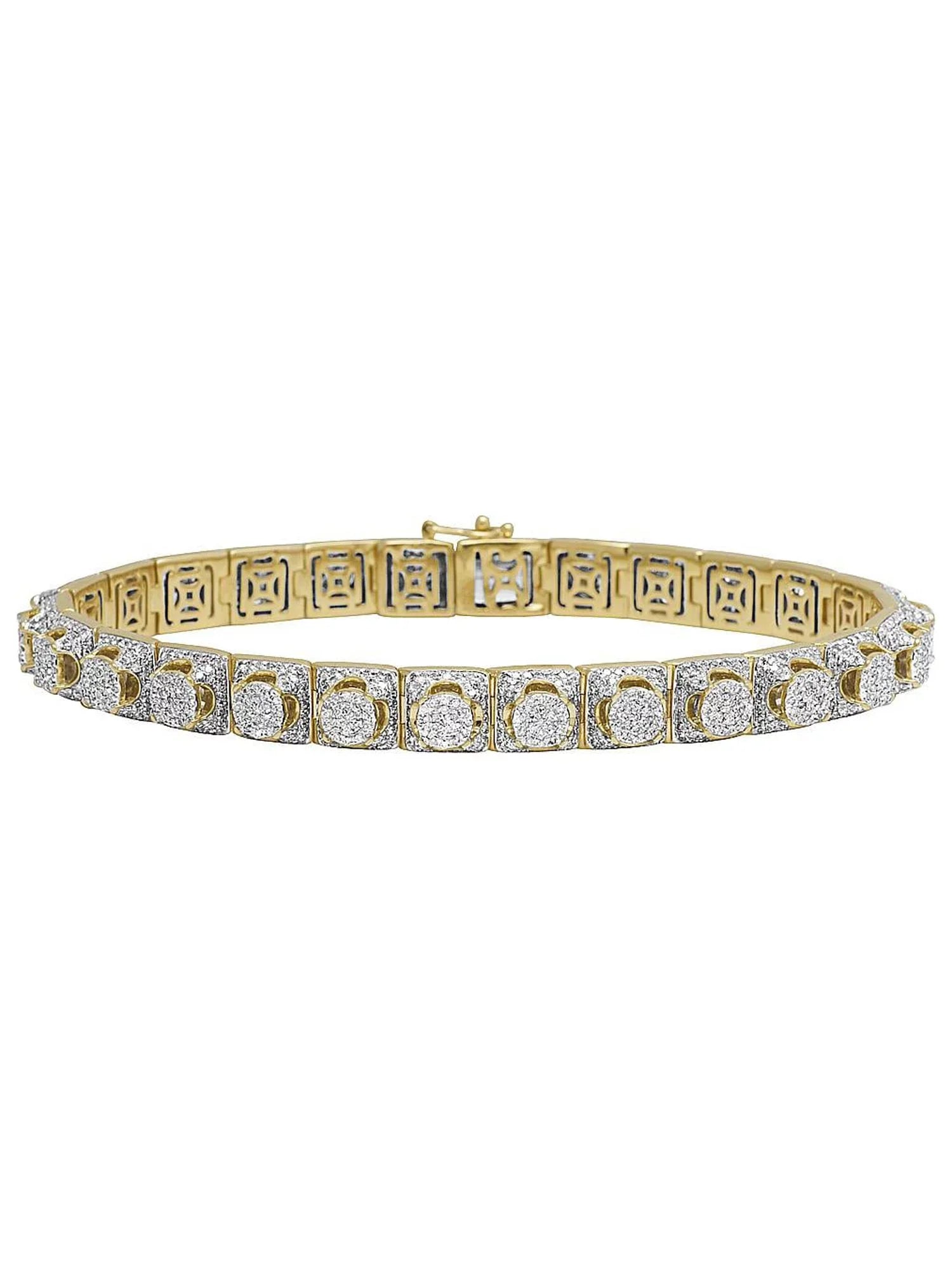 Cluster Gold Diamond 8MM Yellow 8.5" 6.6 Bracelet Men's 10K CT