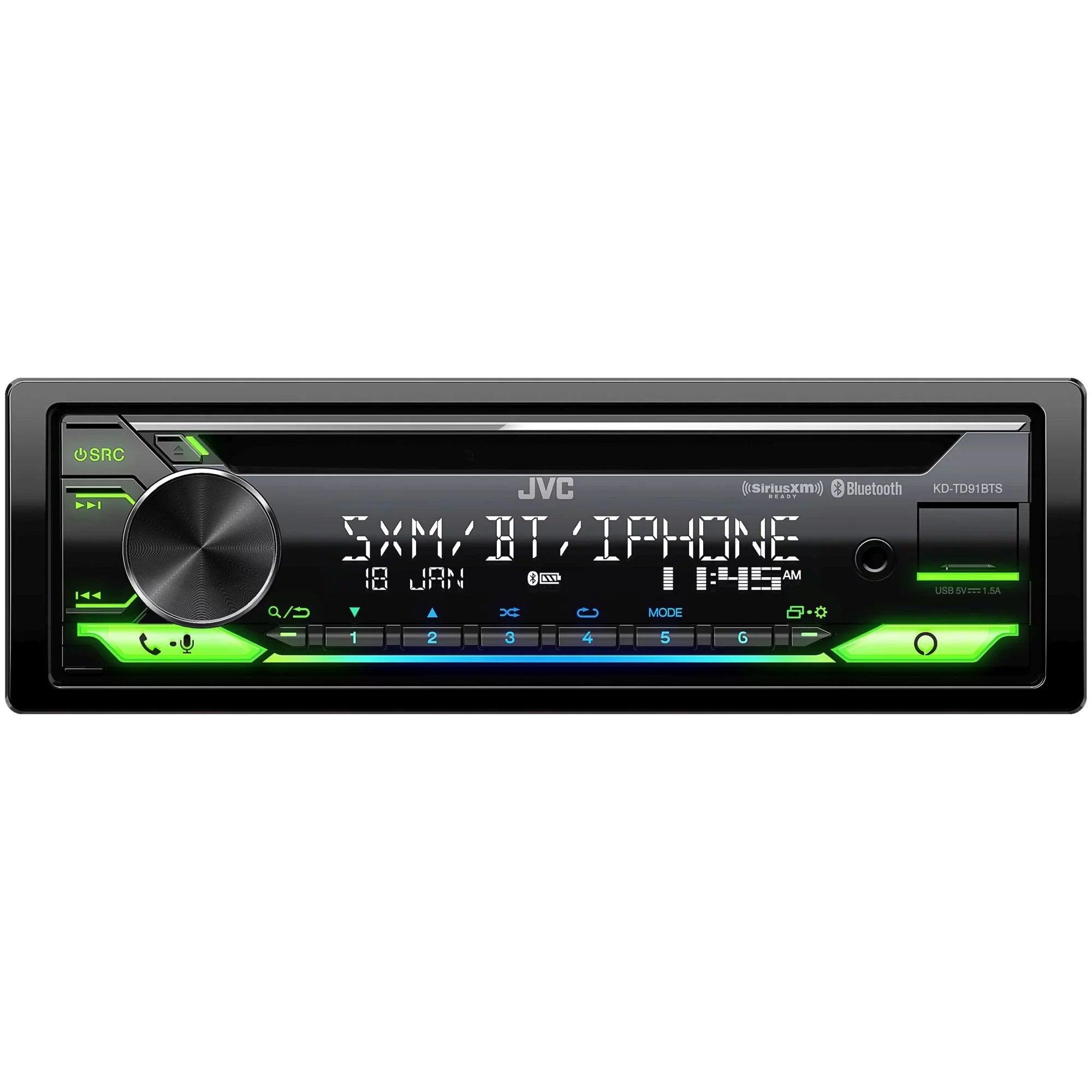 SirusXM 6x9" CD JVC Ready USB, Amazon - w/ AUX, Pairs + Speakers Receiver Alexa, Of Two Bluetooth, Front KD-TD91BTS JVC