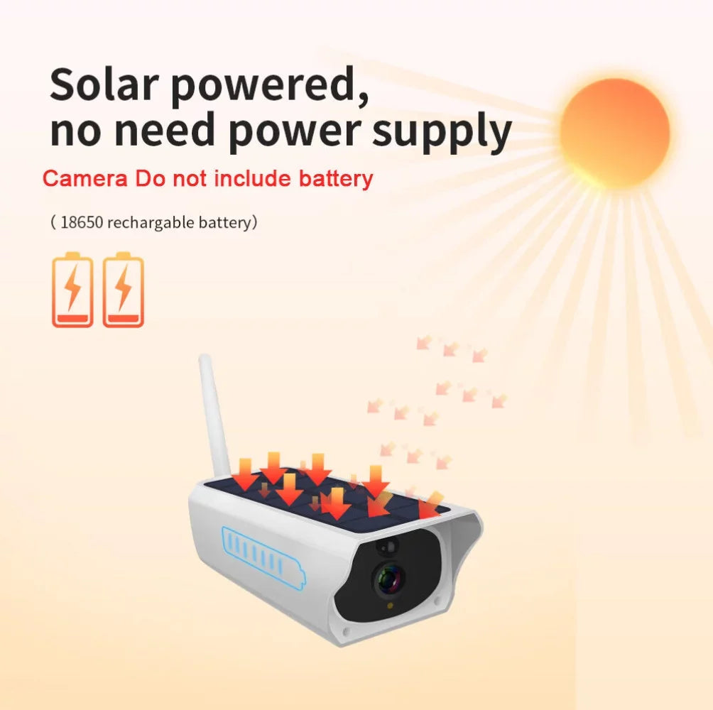 Powered Outdoor Detection, Surveillance Rechargeable Video Waterproof, IP Camera, Energy WiFi Powered, Motion Camera Cameras, Solar Wireless Security Battery 1080P