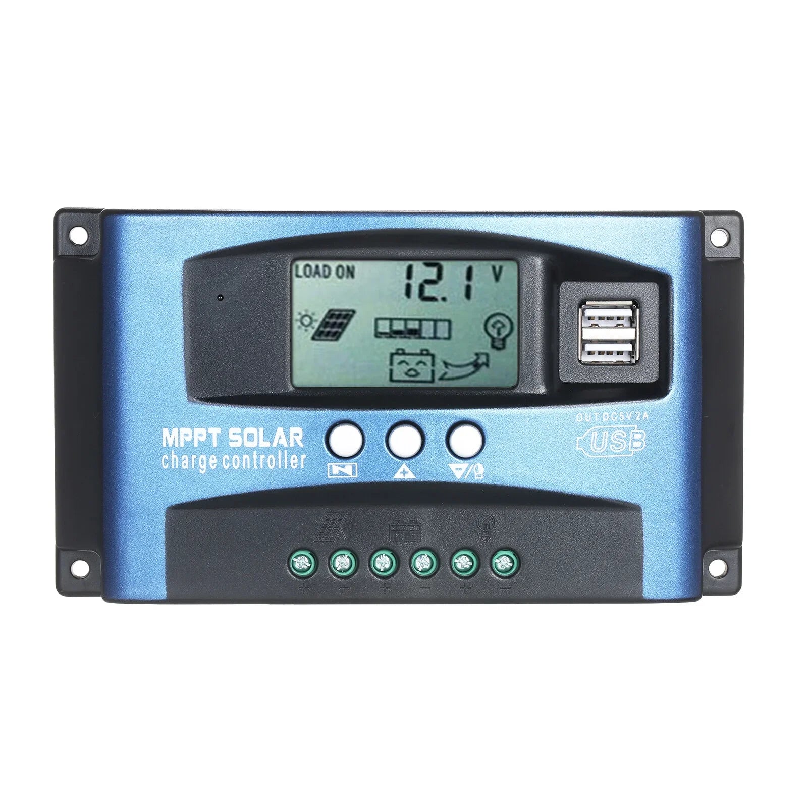 MPPT Controller USB Solar Controller MPPT USB Output LCD Solar Identification 12V/24V Charge Dual 5V/2A Smart Dual Automatic Tracking Screen