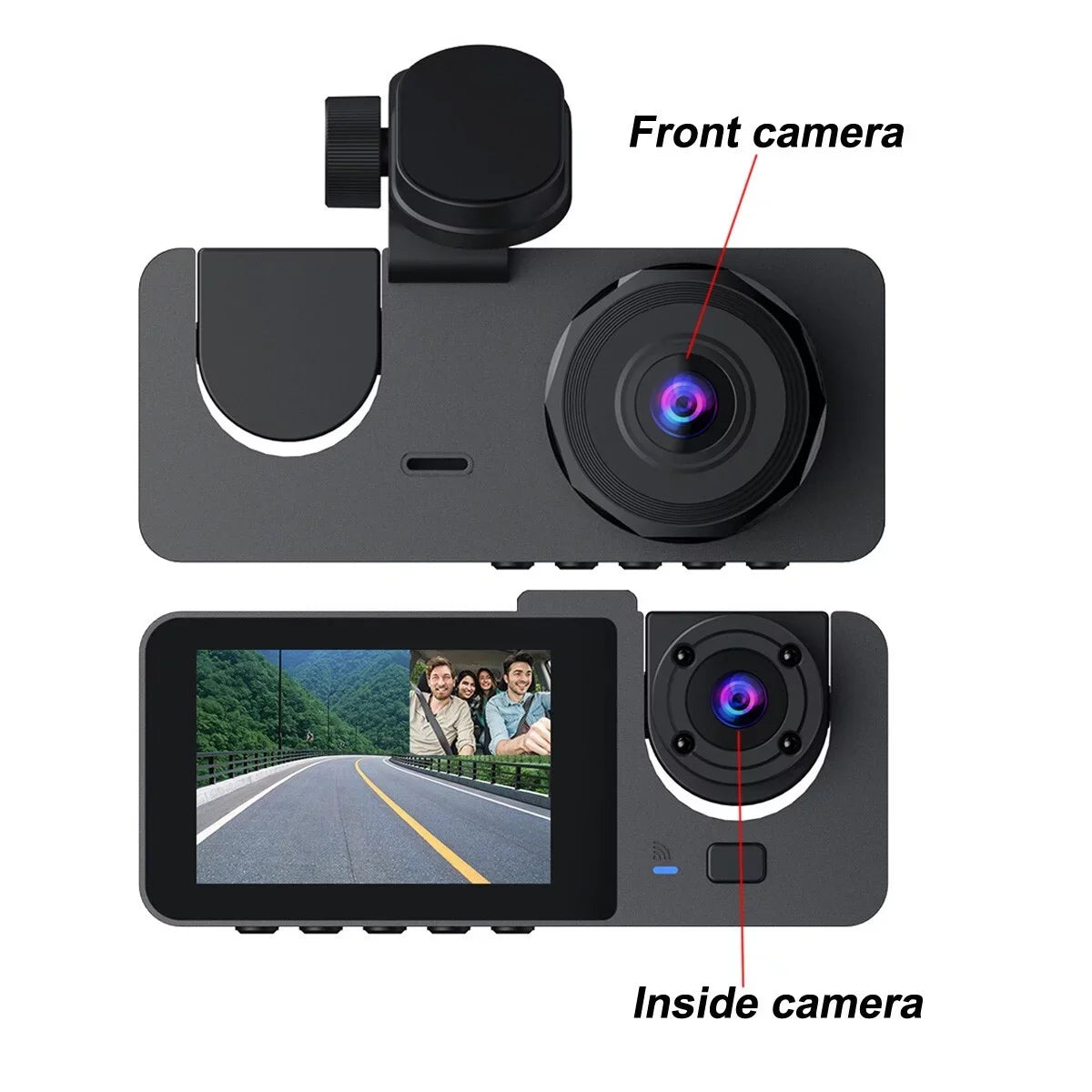 Vision, Rear & Dash Channel Card Cam Monitor, Night Camera, SD 32GB with Inside Front Super 1080P Recording, for Loop Parking Dash 3 Car,