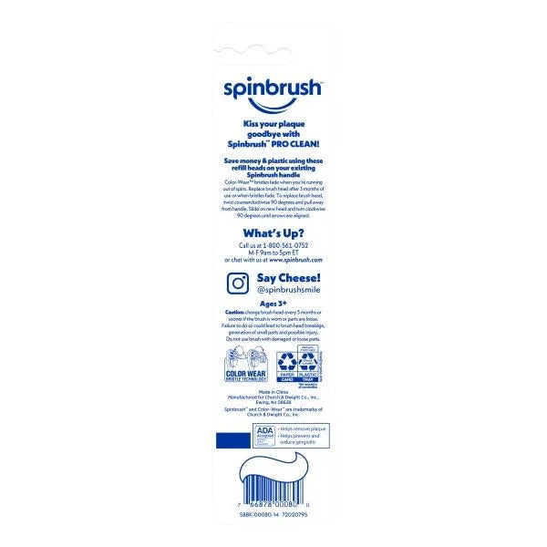 Heads Clean Pack - Brush Soft in Replacement Each & Arm Hammer Spinbrush 2 Pro 6