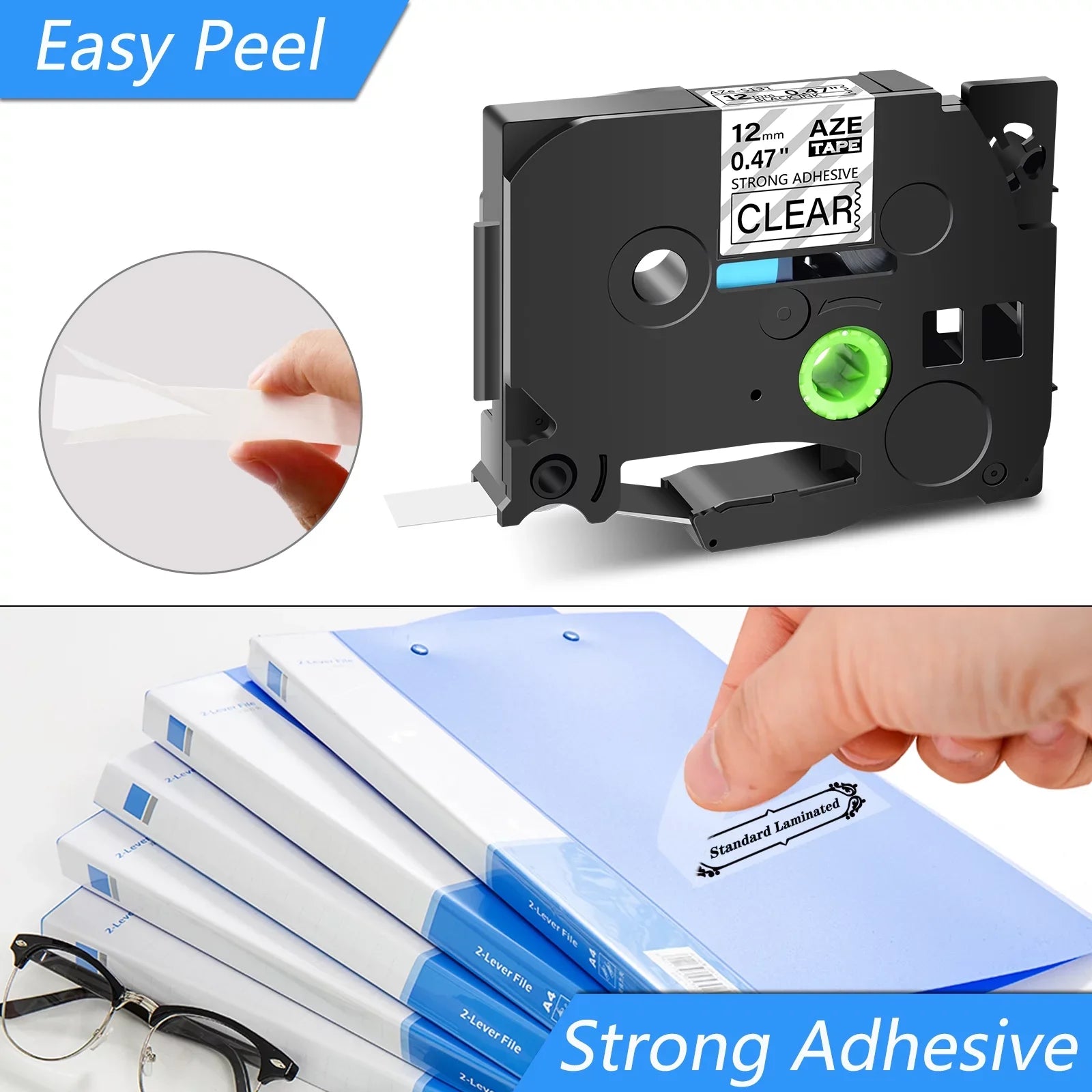 Brother Extra Clear for Strength Laminated Tape TZ-131 GREENCYCLE 12mm Black on 8PK Compatible P-touch TZe-131 TZe TZe-S131 TZ-S131 TZ Label