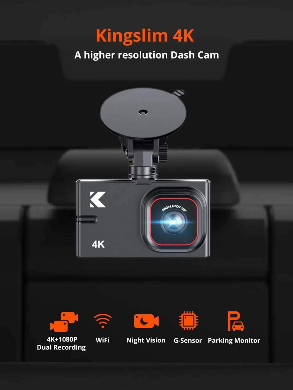 with Cars, Car Dash Front Kingslim Vision and Camera 4K and Dash D2 - and Dashboard with Supported[Upgraded Parking Dual Cam Pro 256GB Version] WiFi Monitor, for Cam 1080P Front Rear Night 4K Rear