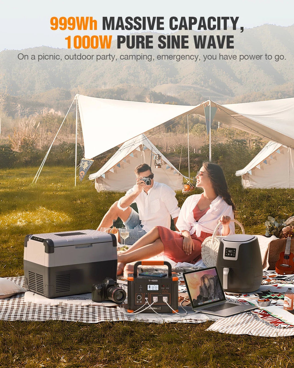 Panel 200W RV Camping 1000W + Solar Foldable for Station Set Power GRECELL Kits