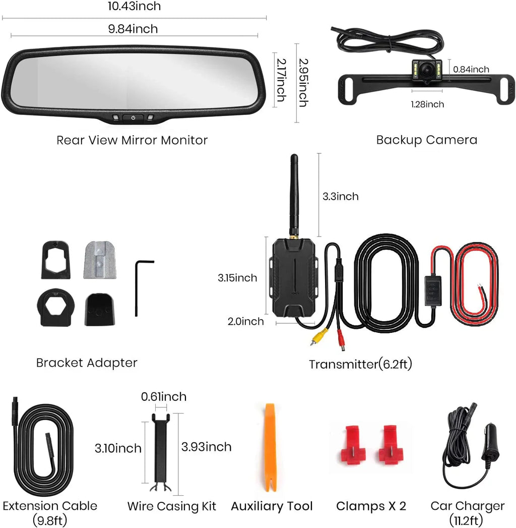 Interference, Upgrade Mirror Rear Camera Camera Car/Trucks, for Up AUTO-VOX OEM with View Backup Camera Night T1400 Monitor Vision Waterproof Look Back Wireless Super No