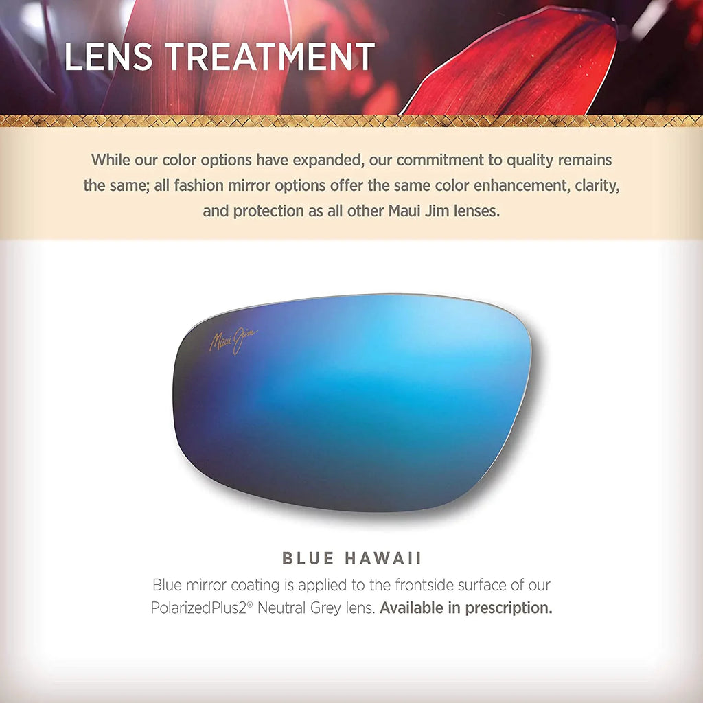 58 Men's Rectangular B439-11M Arch Hawaii Jim Pokowai Maui Blue Sunglasses