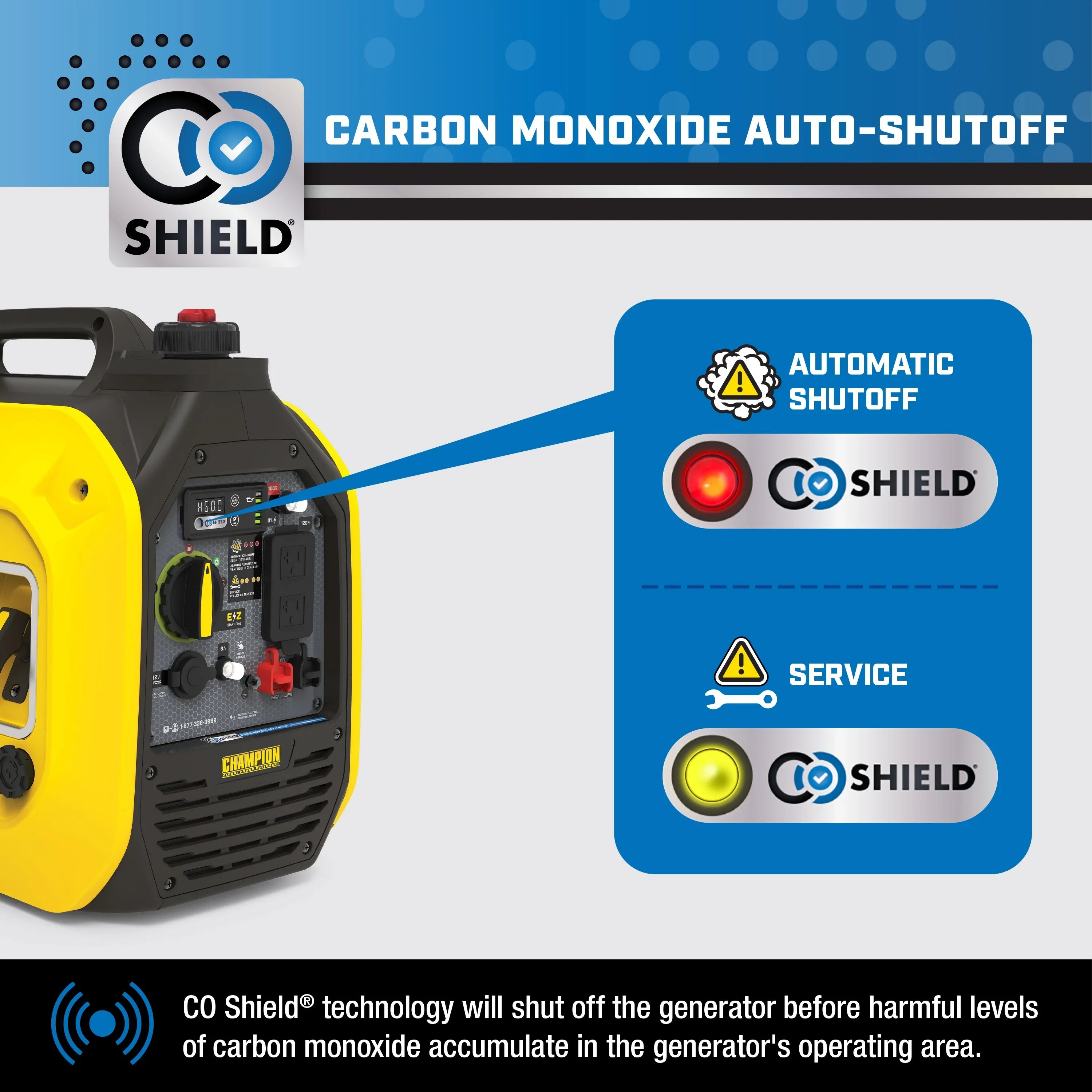 with Equipment Power Inverter 2500-Watt and Portable Generator Champion CO Quiet Technology Dual Fuel Shield