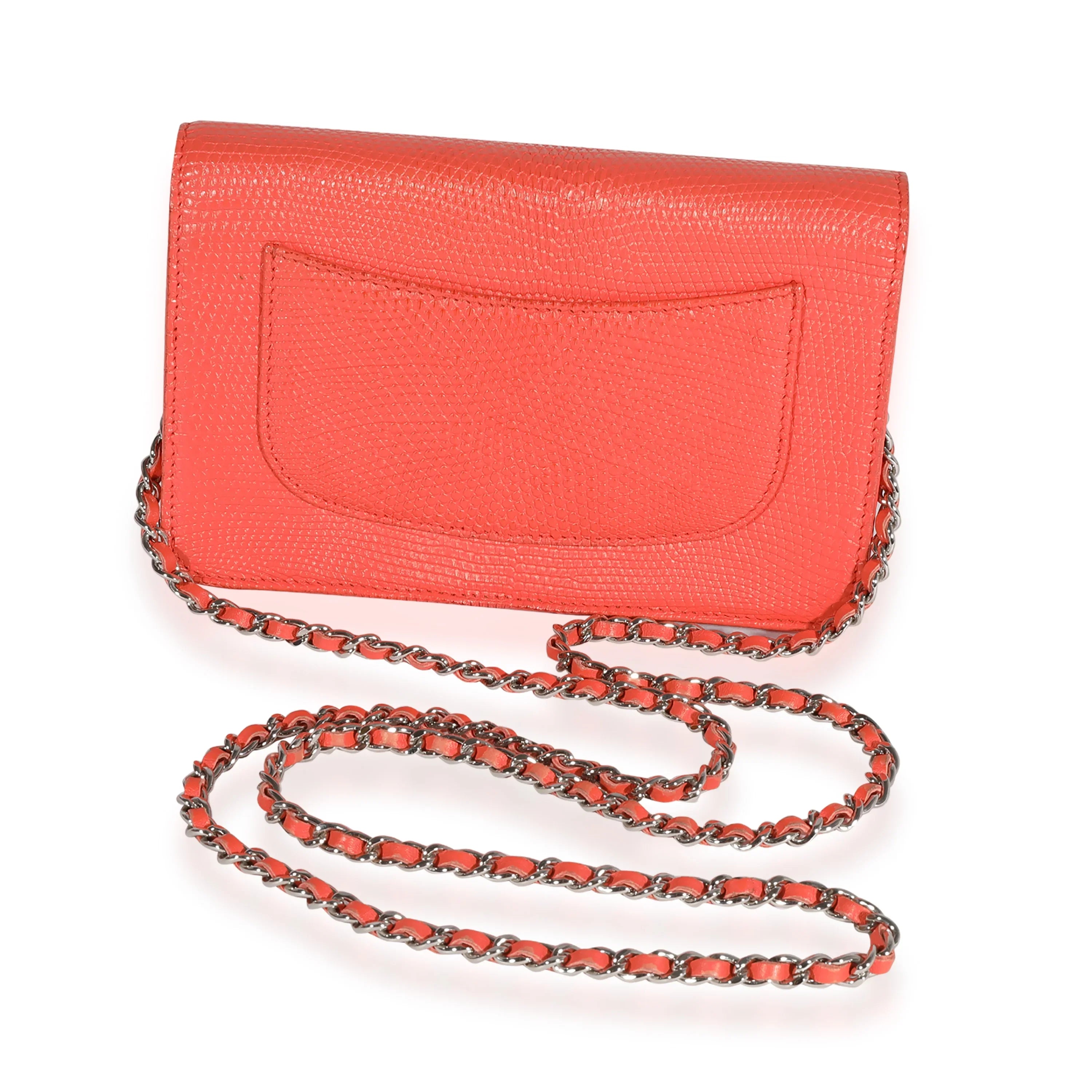 Wallet Chain Lizard On Pre-Owned Chanel Coral
