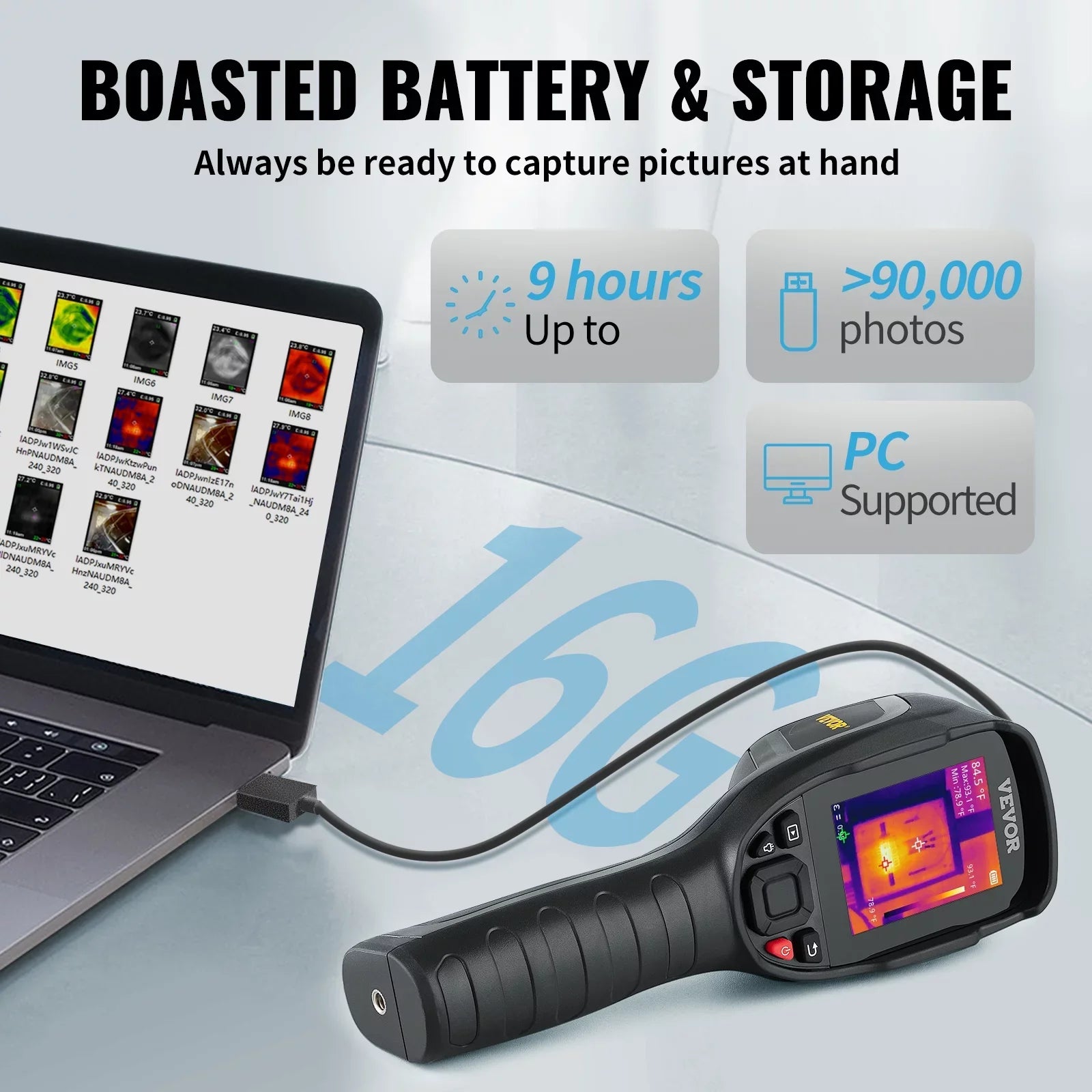 Infrared and Built-in Battery SD 20Hz 240x180 IR Camera, -4℉~662℉ Imaging Li-ion VEVOR Thermal Card, with Rechargeable Rate (43200 16G Temperature Refresh Range, Pixels), Camera Resolution