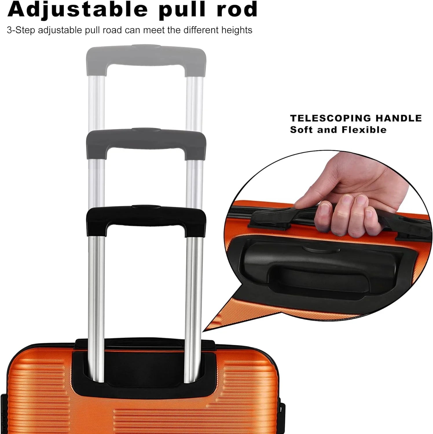 Luggage Wheels,Orange for Suitcase Set Orange(20in/24in/28in) Piece, Sets with Hardside with Women Sets Spinner 3 TSA Lock Luggage