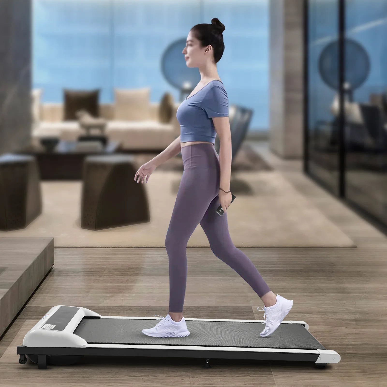 Control Jogging 2 Pad Home Remote Under Electric ZhdnBhnos Fitness Walking Treadmill in Portable Desk 600W 2.25HP Motorized 1 Running Machine