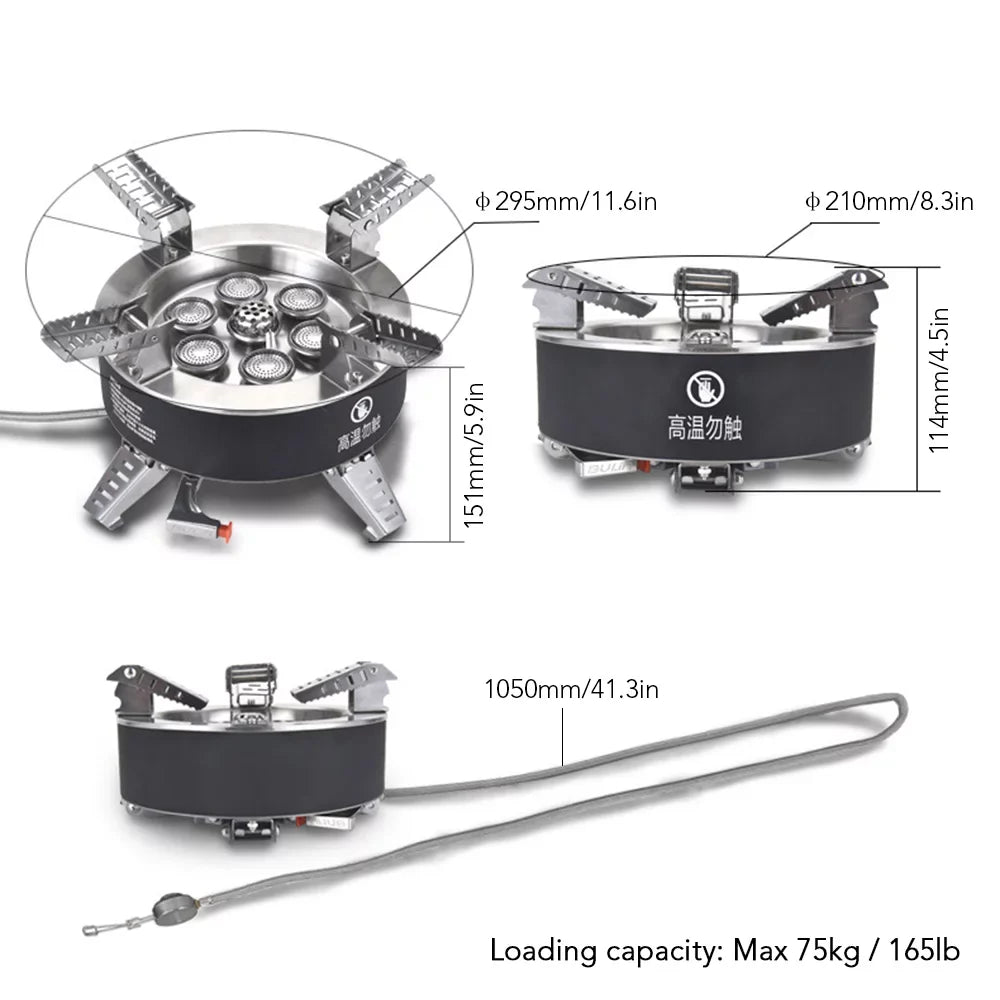 Traveling Seven Backpacking 18000W Stove, Fishing Gas core Collapsible Camping Stove, Windproof Dcenta Stove, High Hiking