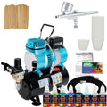 Fan Acrylic Tank Kit Air Gravity with Dual Artist Compressor Airbrush 6 Color Storage Master Feed Set Paint Airbrush,