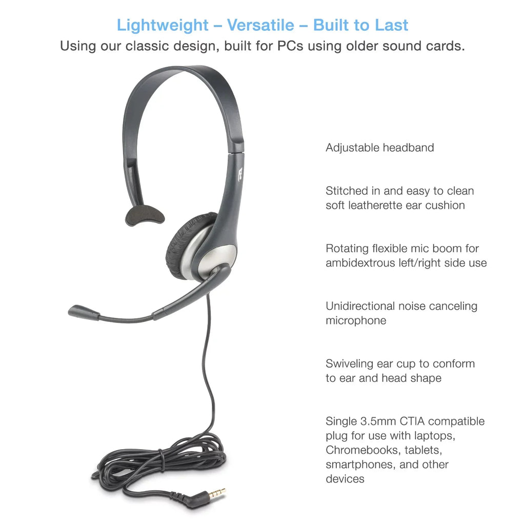 Y-Adapter & Gray Cyber Microphone w/ (AC-104) Mono Acoustics - Headset