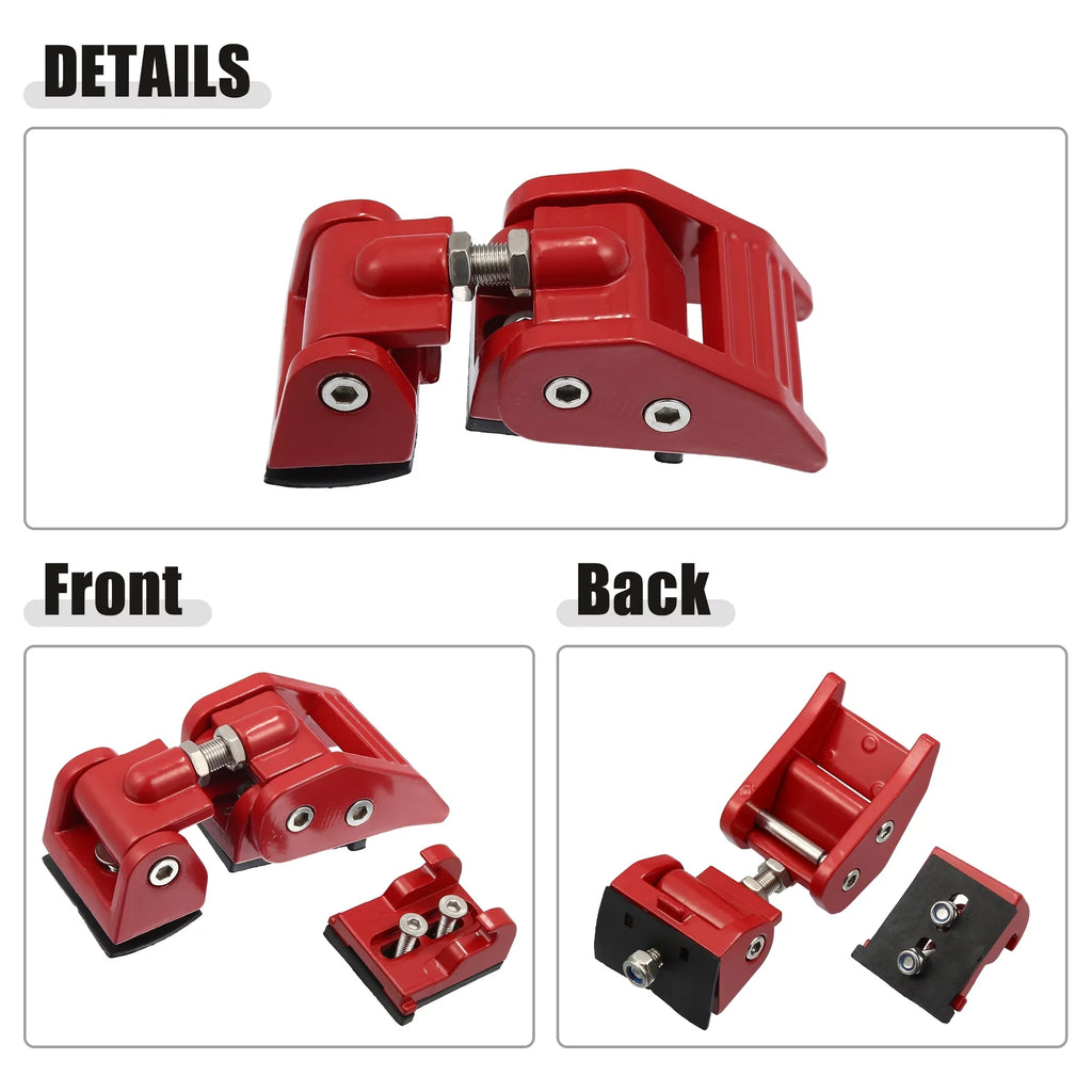 1 4 Hood 2 Red Unique Pair Jeep & Locking Latches Door Door for Wrangler Hood Catch JK Fit Bargains Unlimited Front