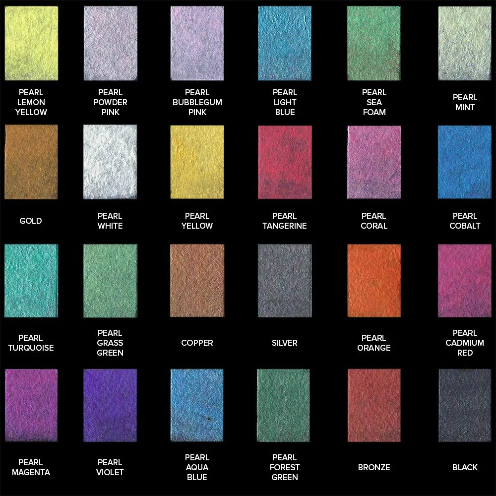 Metallic Palette, of 24 Colors Premium Set Watercolor GenCrafts