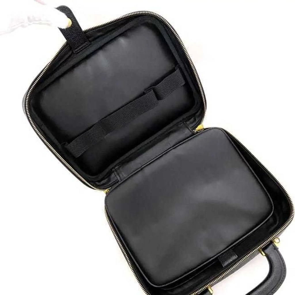 Handbag Vanity Pre-Owned Black Stitch Gold GP (Good) 4th Cocomark Bag A07061 Skin Caviar Chanel CHANEL Leather