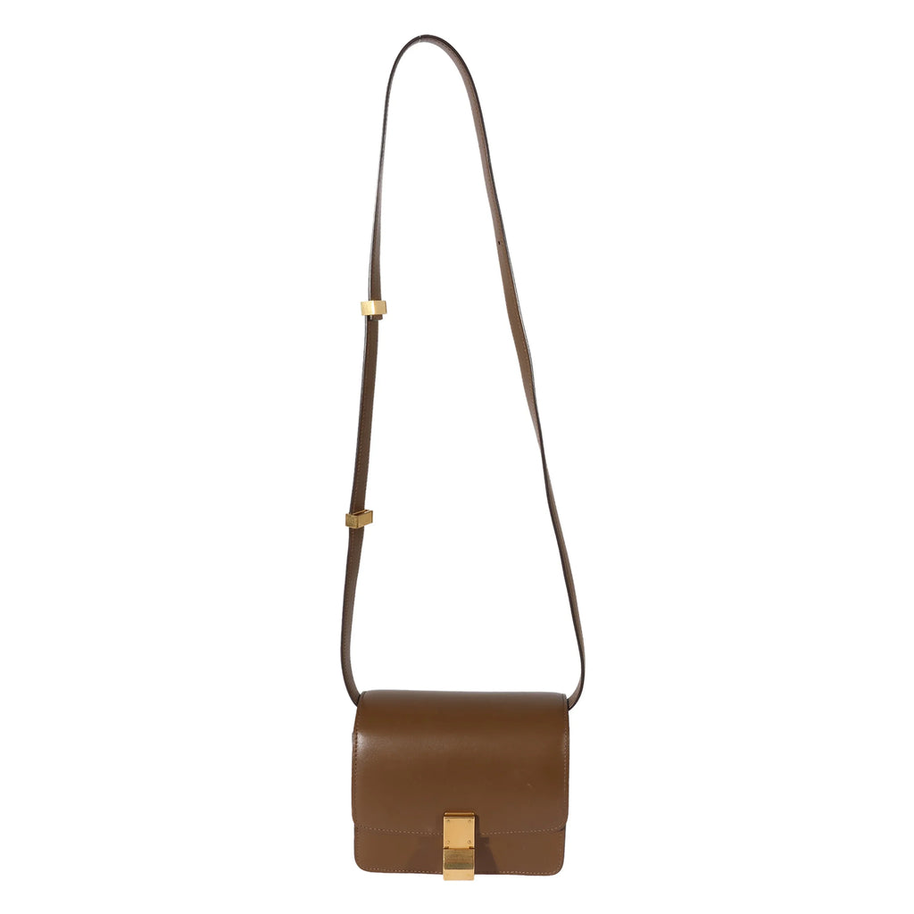 Small Smooth Celine Leather Box Bag Brown Pre-Owned