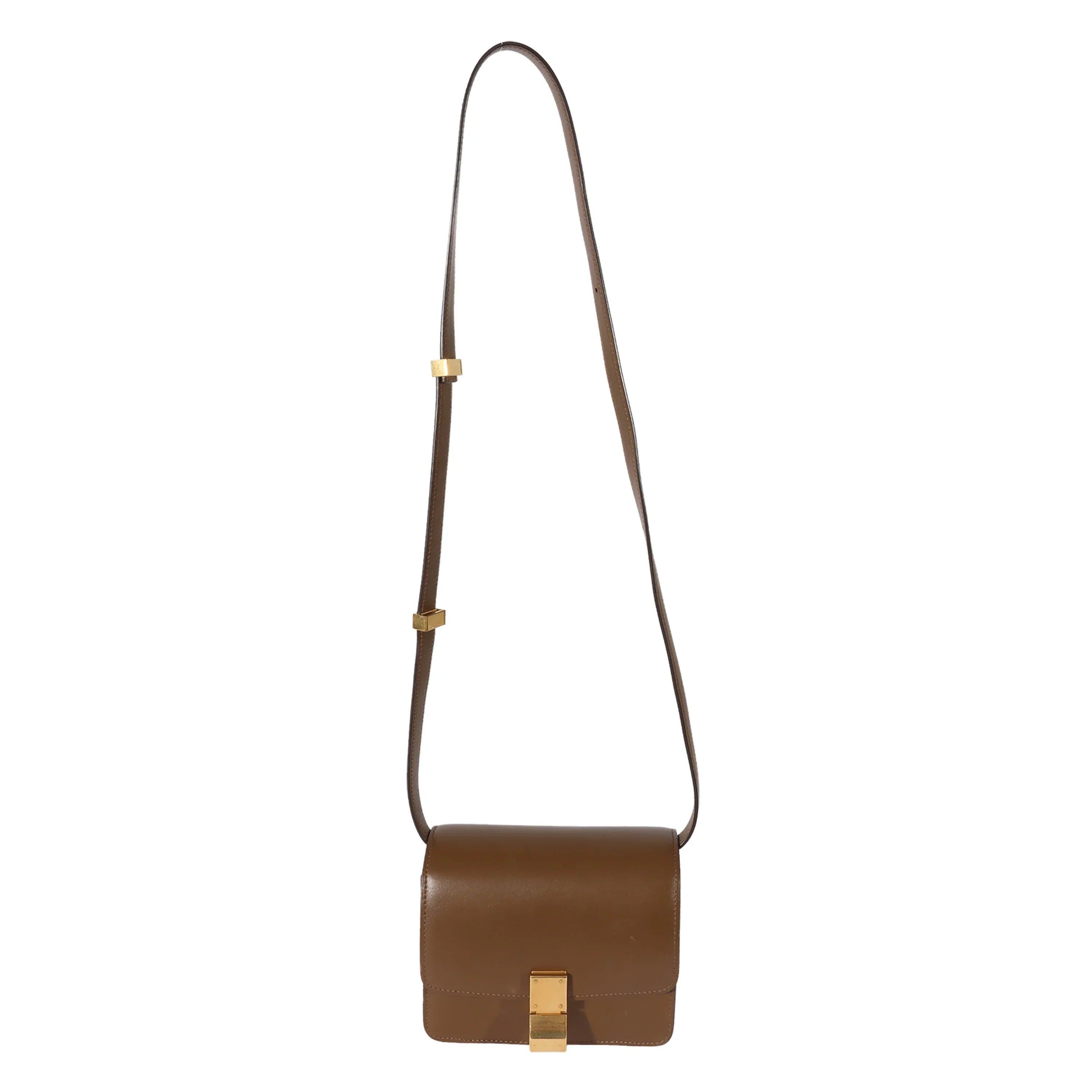 Small Smooth Celine Leather Box Bag Brown Pre-Owned