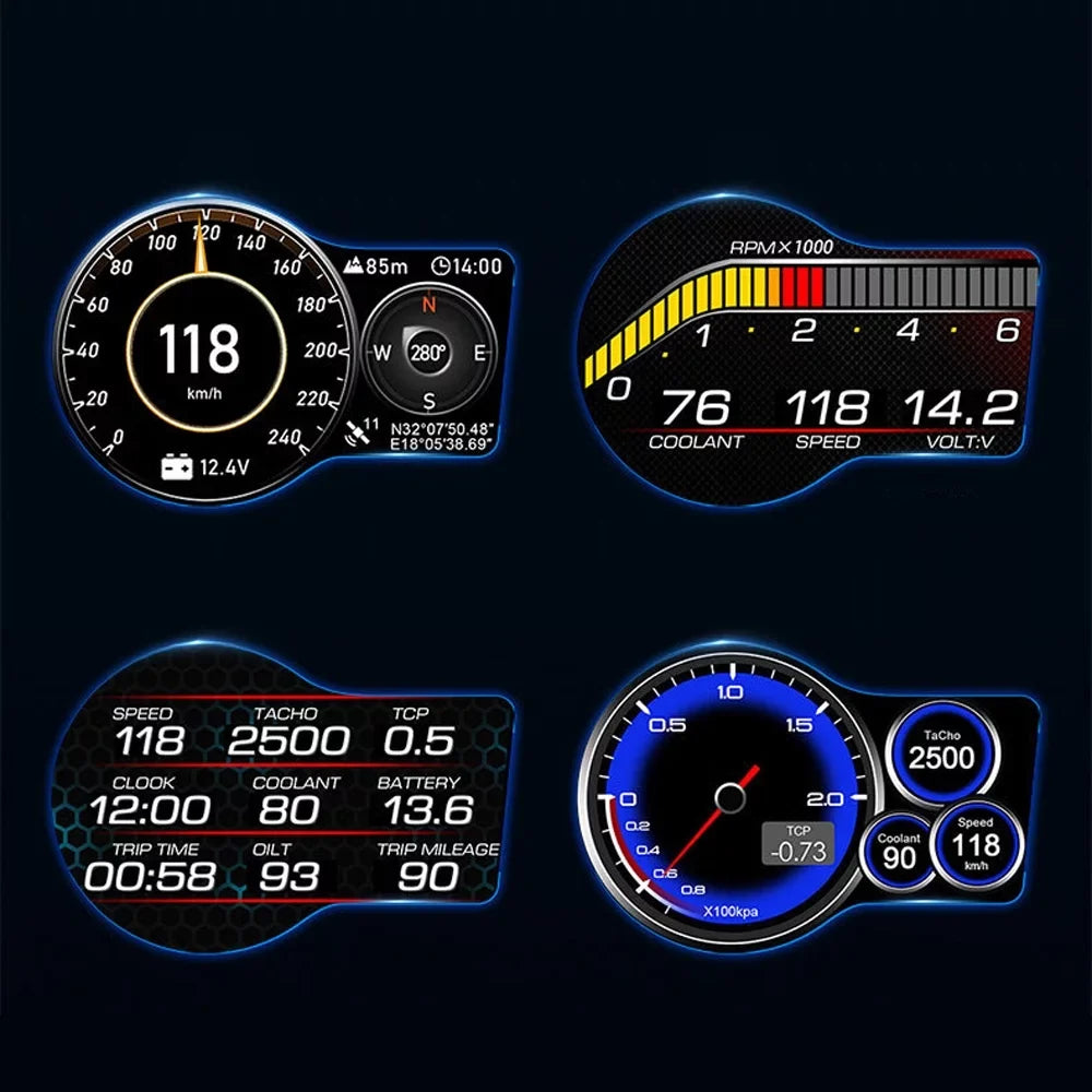 Navigation, Test, with Up Head Andoer Overspeed Brake Alarm, Car Dual System GPS Display Speed/Clock/RPM,