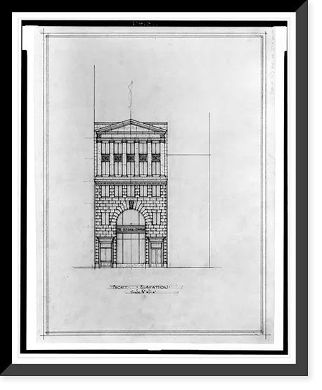 Historic 21-7/8" Washington, 2, buildings N.W., - D.C.). Print, x elevation] office Saul Front for [Two B.F. Framed Street, 17-7/8" (15th