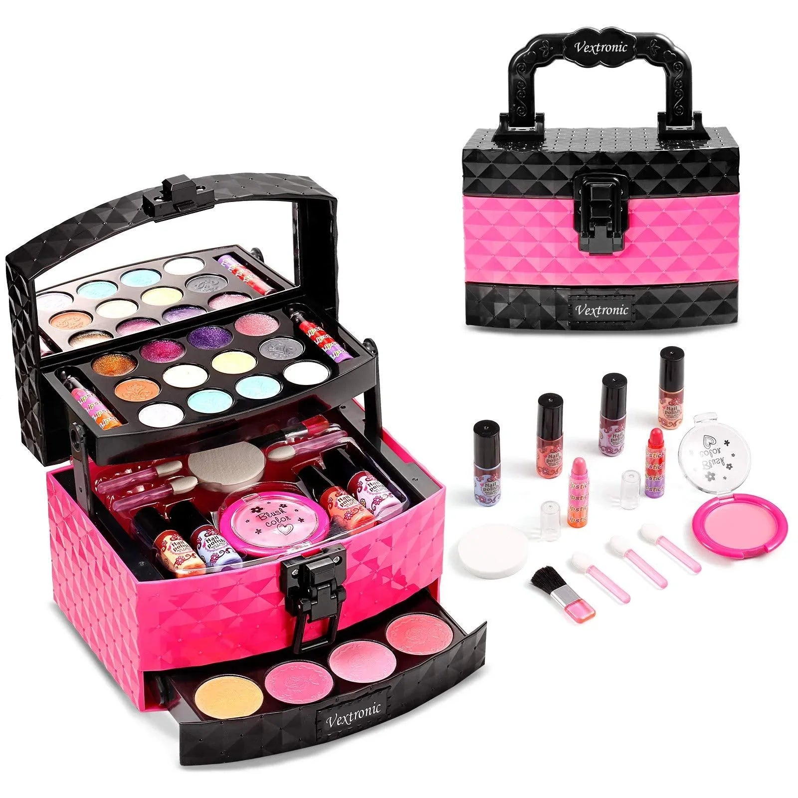 for Pretend Pink Makeup Birthday Vextronic Cosmetic Washable Set Kit Play Real Makeup for Kids, Kit Kids Makeup Girls Kids Non-Toxic, Toy Girl, Set for Toy Beauty
