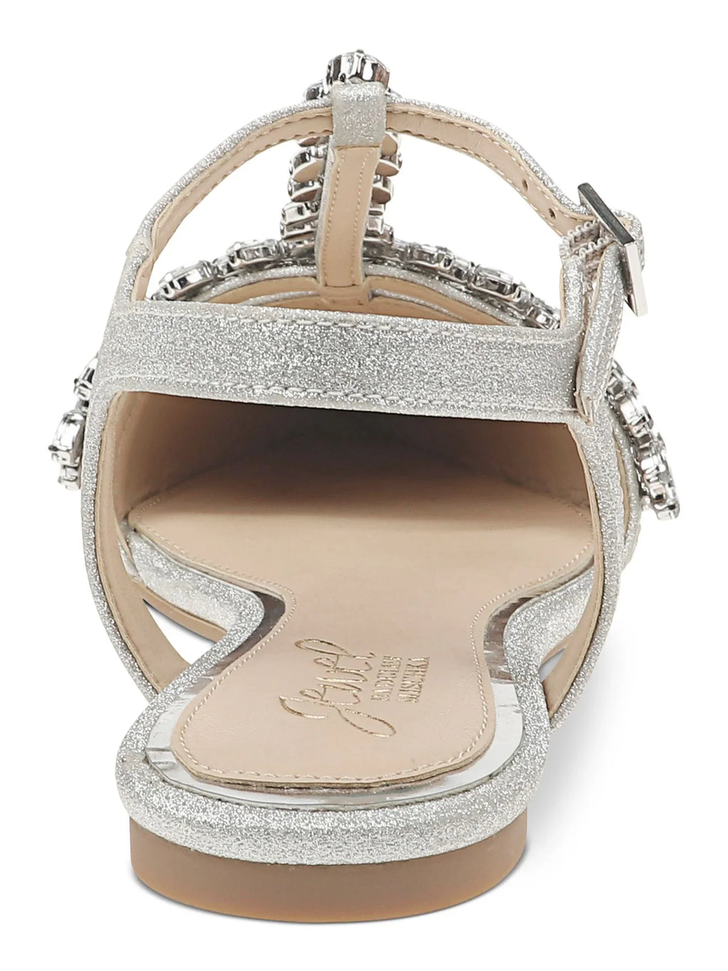 Silver MISCHKA Strap Embellished Womens BADGLEY Silver Toe T-Strap Glitter Heel Chunk Buckle Dress Shoes M Adjustable JEWEL Rhinestone Pointed Rae Block 6.5