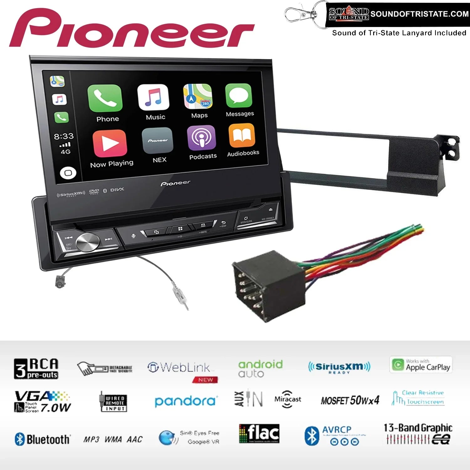 Pioneer AVH-3500NEX 2002-2005 325Xi, Fits 330xi & Receiver 325Ci, DVD 330i, BMW