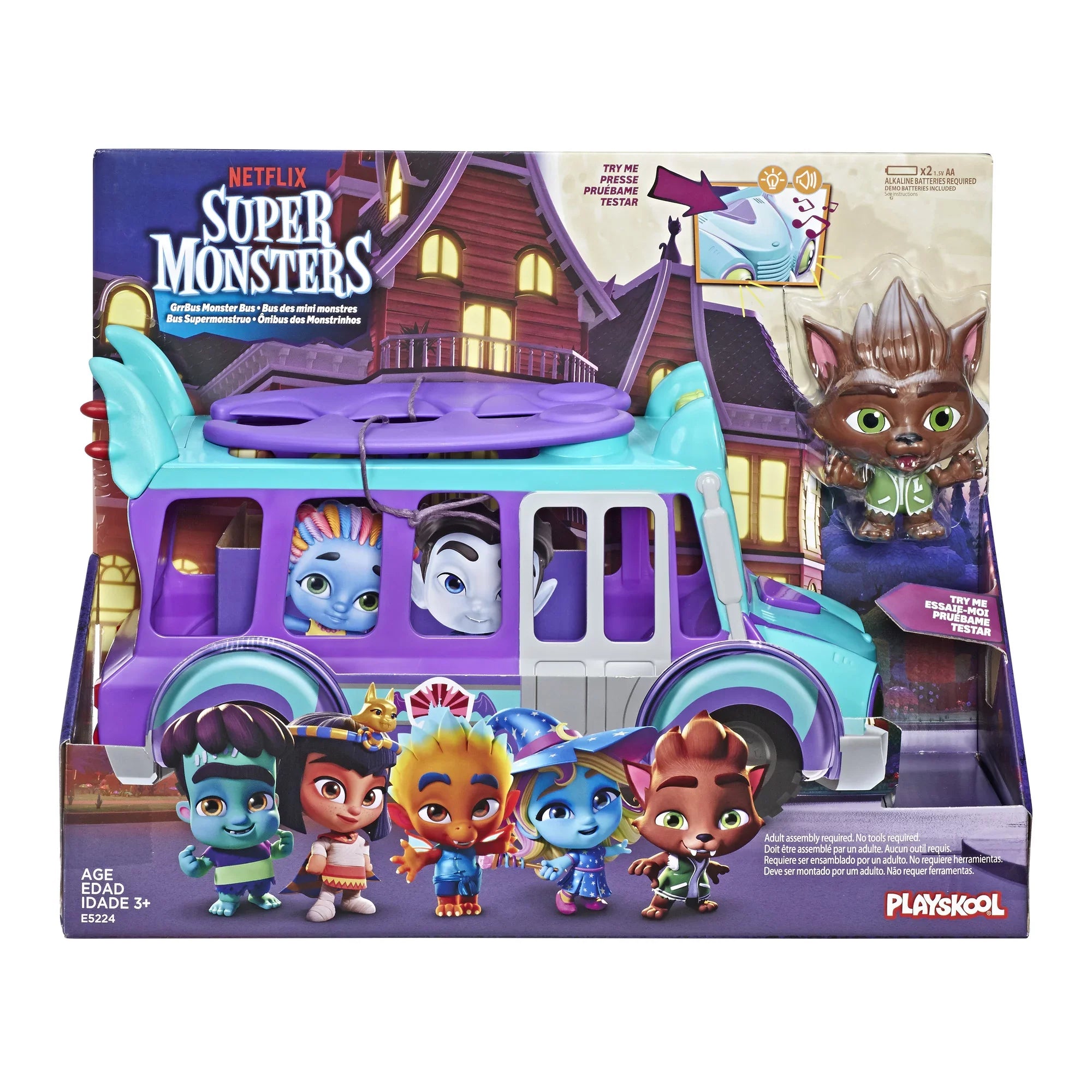 Lights, and Music 3 Super and Bus Toy Monster GrrBus Up Sounds, Ages Monsters Netflix with