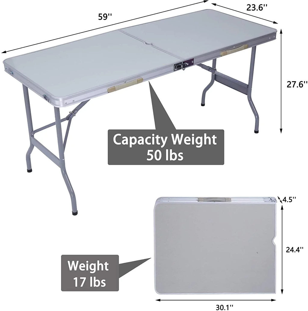Mydepot Compact, Umbrella Picnic Bag, Carry Camping Portable Folding Aluminum Table, Hole,