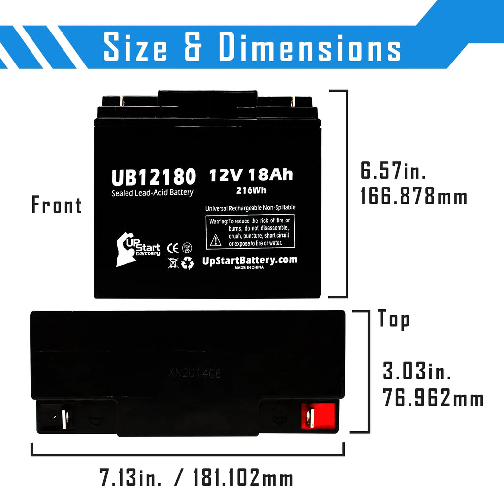 Terminal, Universal CFM12V18 - Pack - UB12180 Acid SLA) (12V, PICHER EAGLE AGM, Battery Compatible Replacement Sealed 18000mAh, 3x 18Ah, T4 BATTERIES Lead Battery